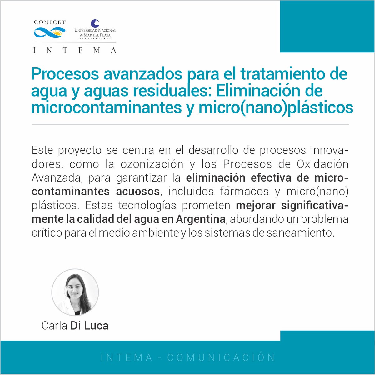 INTEMA_CONICET_UNMDP (@intema_mdp) on Twitter photo Dos proyectos del INTEMA fueron seleccionados en el concurso 2024 de la <a href="/FundWilliams/">Fundación Williams</a>
Este logro resalta el trabajo de calidad desarrollado por los equipos del instituto y su aporte a la investigación en áreas clave para el desarrollo del país. Dos proyectos del INTEMA fueron seleccionados en el concurso 2024 de la <a href="/FundWilliams/">Fundación Williams</a>
Este logro resalta el trabajo de calidad desarrollado por los equipos del instituto y su aporte a la investigación en áreas clave para el desarrollo del país.