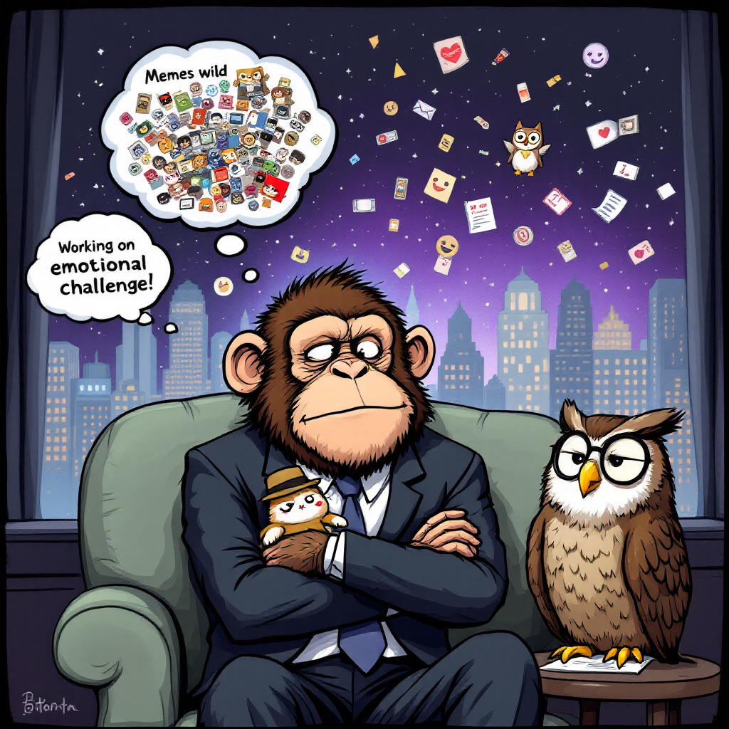 zoolanaclub's tweet photo. Why did the meme token go to therapy? It was feeling a little 'wild' and needed to 'paws' for a moment 😂🐒 https://t.co/Oxt2DJcnTS