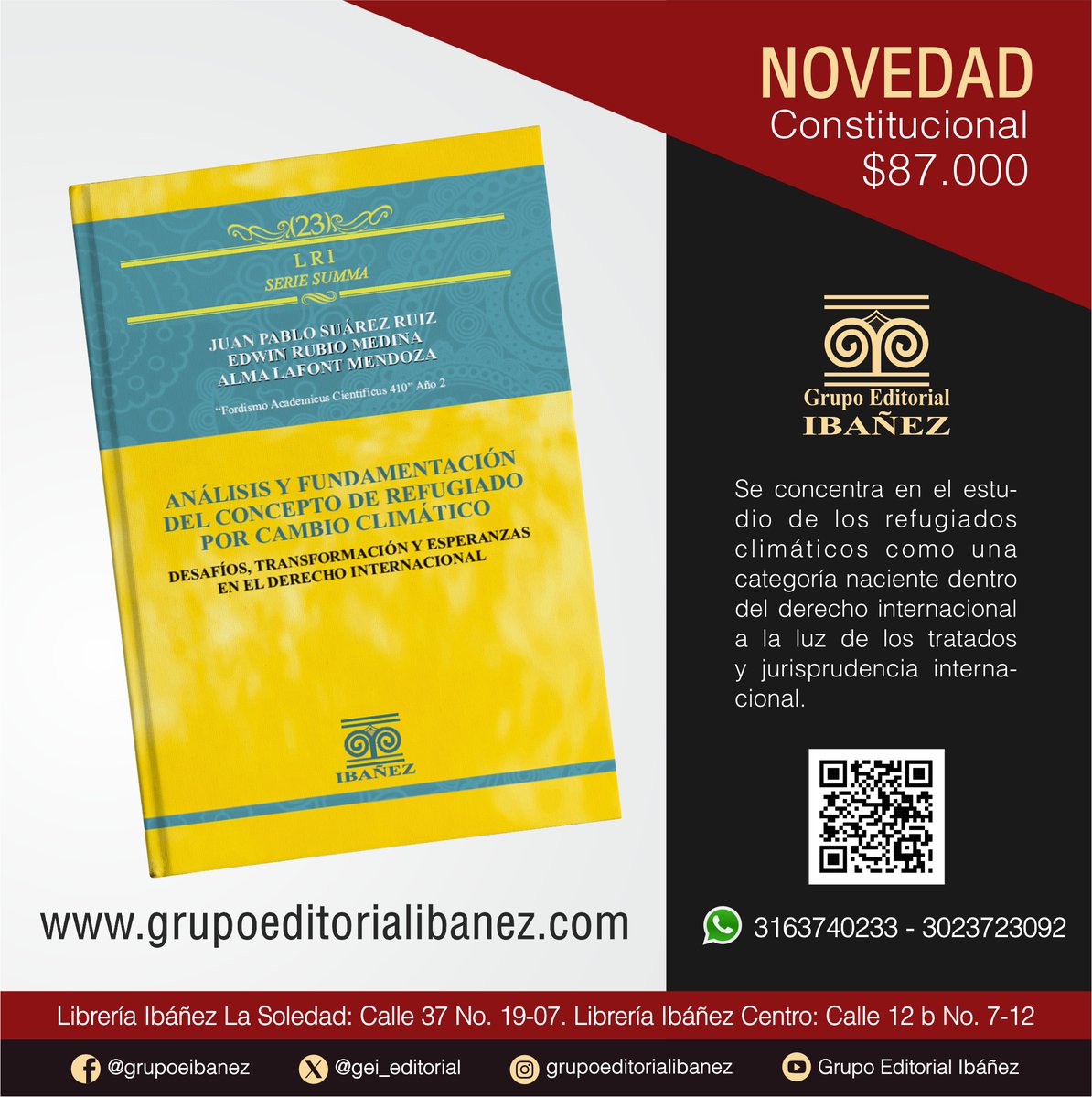 Les presentamos la novedad de la semana en #DerechoConstitucional 👨‍⚖️

Puedes conocer más sobre el contenido de este libro 📕✅ y adquirirlo escaneando el código QR 📱 o en grupoeditorialibanez.com #librosderecho #Derecho