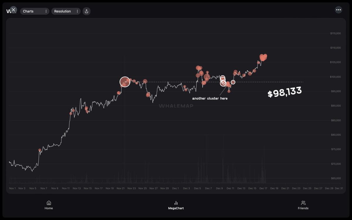 More than 150k BTC of whale accumulations at $98,133 according to whale bubbles. Should be a support on the way down.