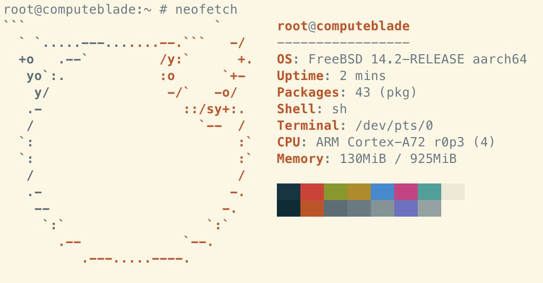 HackacadNet's tweet image. Received the new #ComputeBlade by @Merocle two days ago. FreeBSD is now up and running – thanks to some BSD &amp;amp; EFI magic.
Now I can finally run automated tests for FreeBSD ports on #onARM with a scalable #RaspberryPi cluster.
How-to coming soon🚀 #FreeBSD #Homelab @ArmSoftwareDev