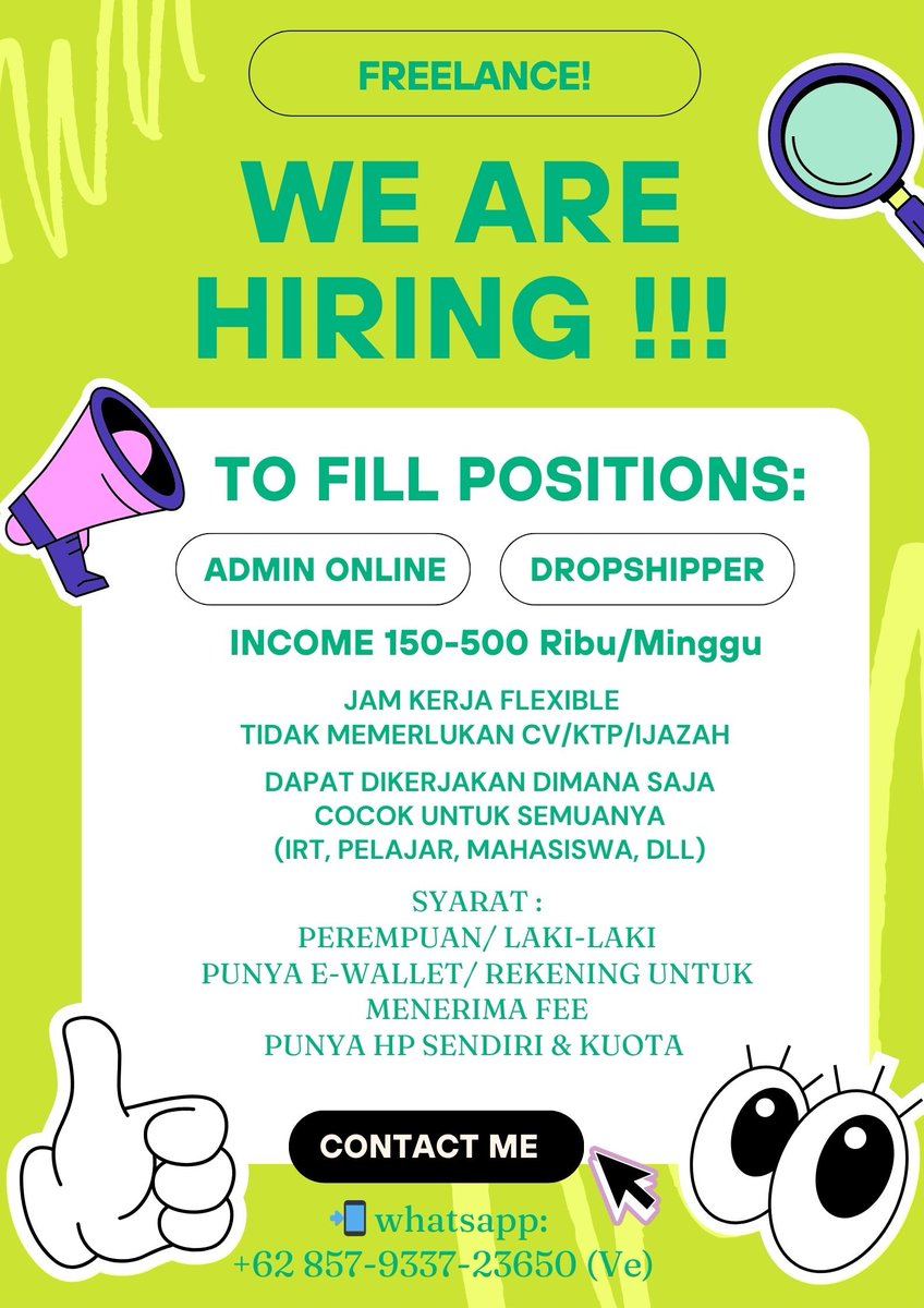 00NMNCOTY's tweet photo. @sseongghwa Kami lagi open recruitment freelance nih, bisa langsung dm ya untuk info lebih lanjut 

᭡ᵎ ♡ ּ  ׄ 𝅄 Usia minimal 13 tahun
᭡ᵎ ♡ ּ  ׄ 𝅄 Wajib memiliki e-wallet ataupun rekening ya

#infoloker #lowongankerja #freelance #parttime #zonauang #infofreelance #infoparttime https://t.co/uQ5bxZBvWR