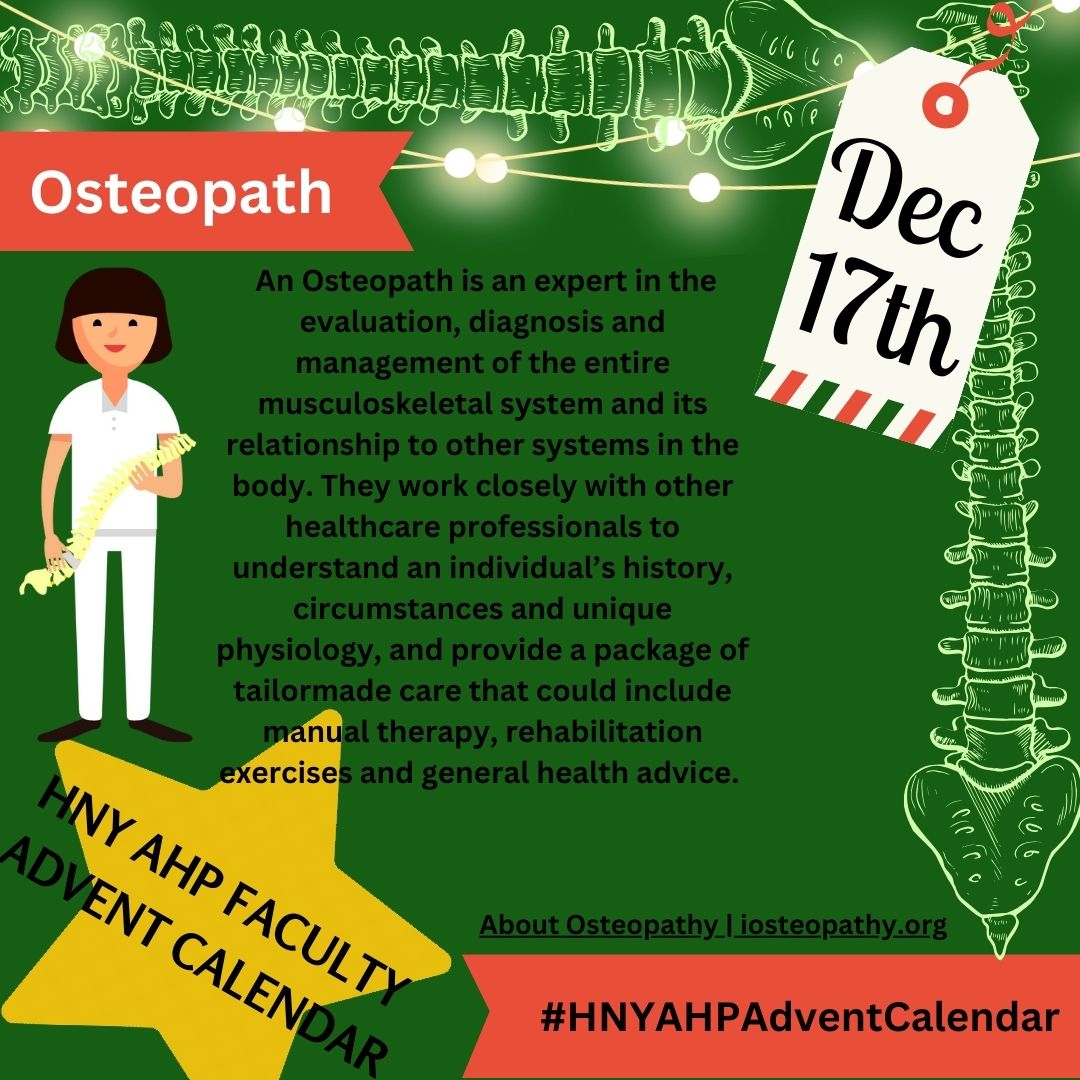 On the 17th day of Christmas HNY AHP faculty gives to you - Osteopaths 🎄