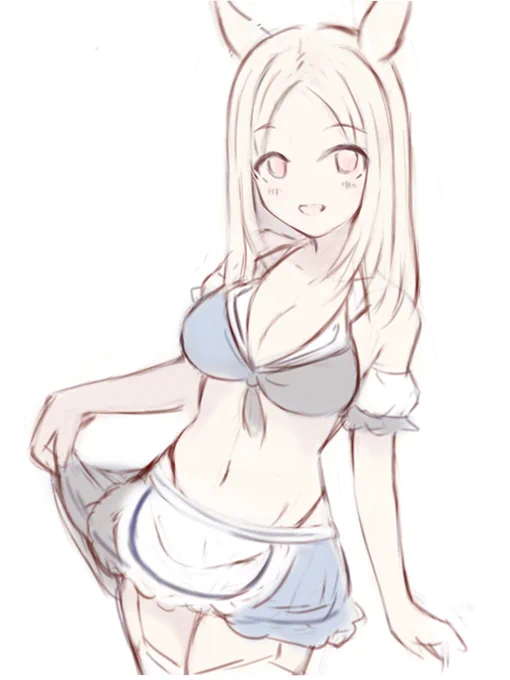 ラフ。サイドポニーにしたいけどしたら誰かわからなくなる気がする。 