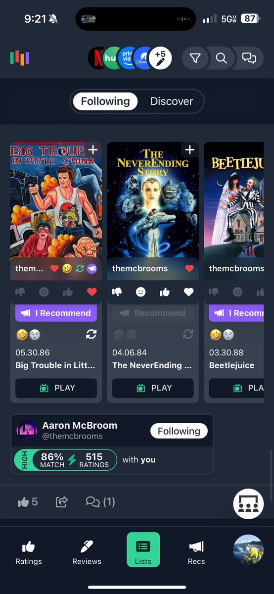 Moshoboga's tweet photo. @rachellapides We actually made and entire movie review, ratings, lists, and recommendations system that matches you to every other profile based on your ratings and the ratings of others. It matches you person to person. https://t.co/GYME69cOs4