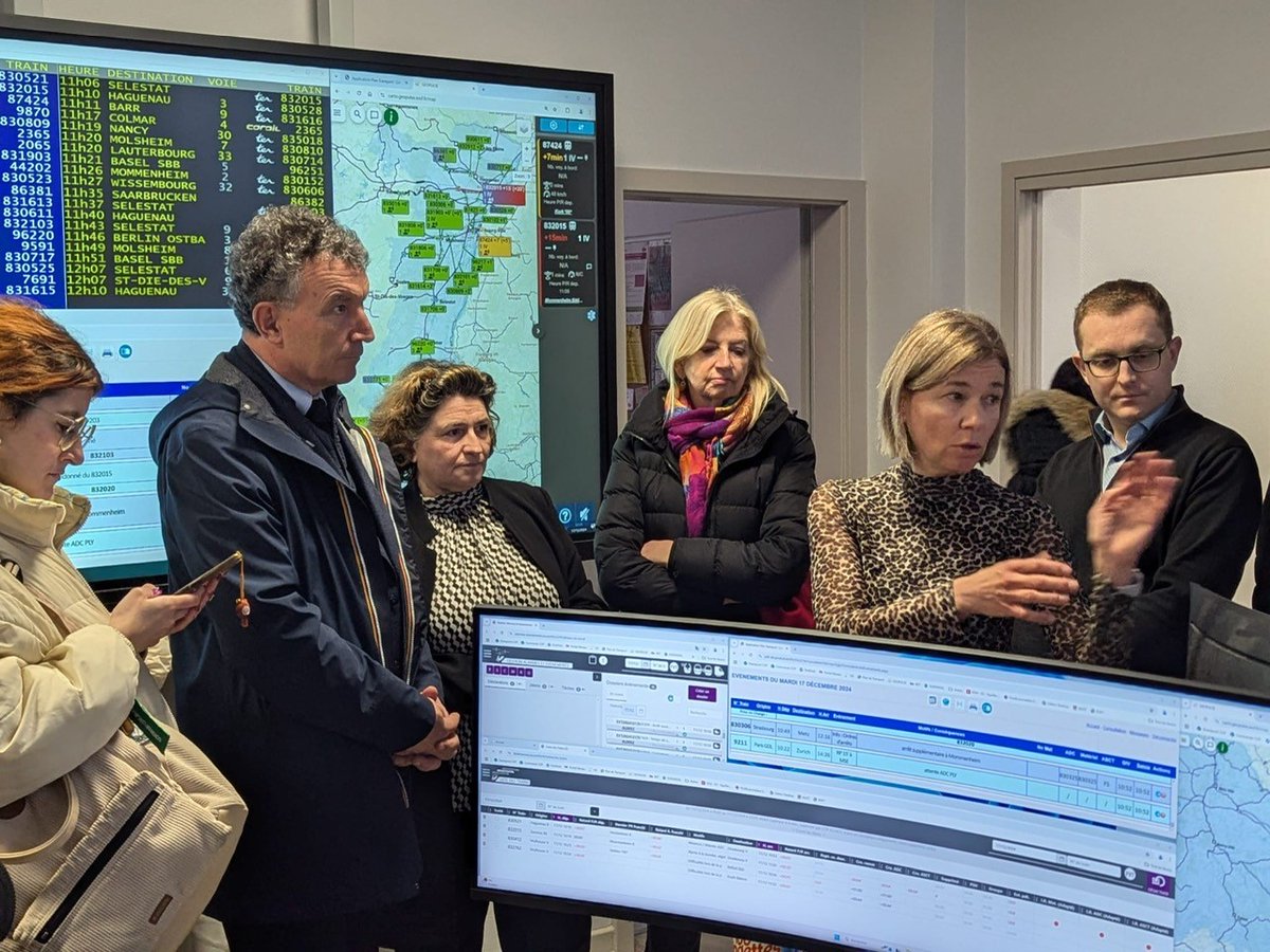 Steph_Dommange's tweet photo. 2éme anniversaire du REME de Strasbourg : une belle occasion pour nos équipes de faire découvrir l'envers du décor à @Franck_LEROY_ et @ImbsPia .
Toutes les équipes du @GroupeSNCF sont au rdv du REME, les chiffres le prouvent : 
➡️+37% de trains
➡️une régularité meilleure qu'avant le lancement 
Merci aux équipes de @SNCFVoyageurs,  @SNCFReseau et @ConnectGares pour leur incroyable engagement au service des voyageurs. 
Merci également à l'Eurométropole de Strasbourg et à @regiongrandest pour leur confiance. Le succès du REME est le résultat d'un engagement collectif.