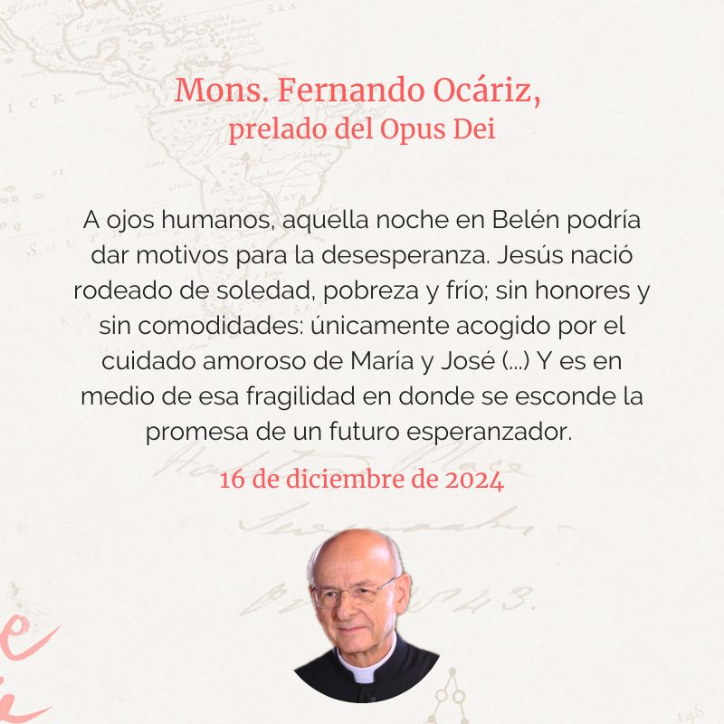 opusdei_es's tweet photo. ✉️ Mensaje del prelado del Opus Dei con motivo de la Navidad, donde nos invita a rezar y reflexionar sobre el misterio del nacimiento de Dios y la esperanza, tema del Jubileo que viviremos en la Iglesia durante 2025. https://t.co/kXq43DdBZJ https://t.co/t3cb3qq0tm