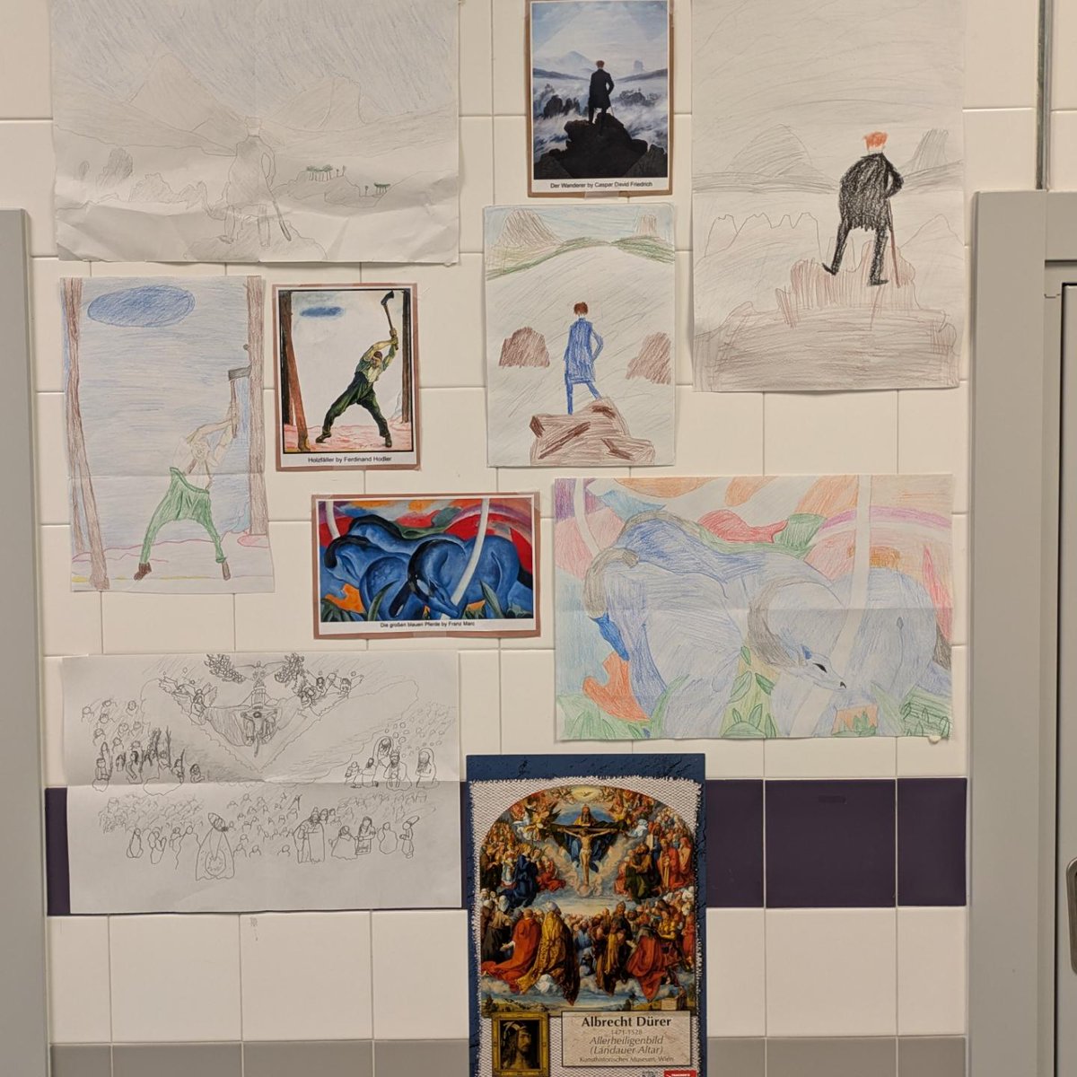 frau_leonard's tweet photo. German 1 finished up their colors and art unit by recreating a work of art from a German-speaking artist. This week, German Flex students will vote on their favorites! 🖼️🎨 #teachgerman https://t.co/uuYDqgWKuj