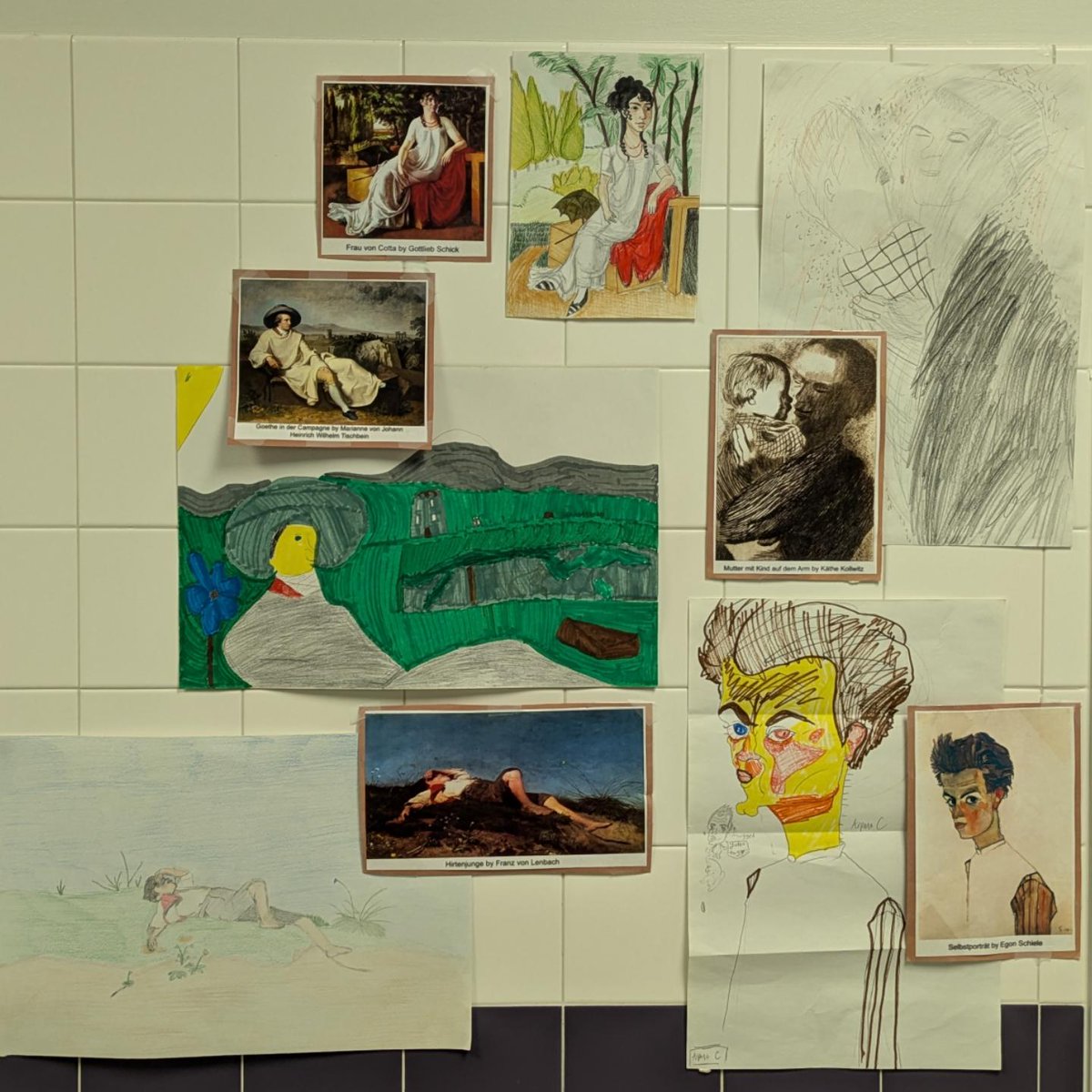 frau_leonard's tweet photo. German 1 finished up their colors and art unit by recreating a work of art from a German-speaking artist. This week, German Flex students will vote on their favorites! 🖼️🎨 #teachgerman https://t.co/uuYDqgWKuj