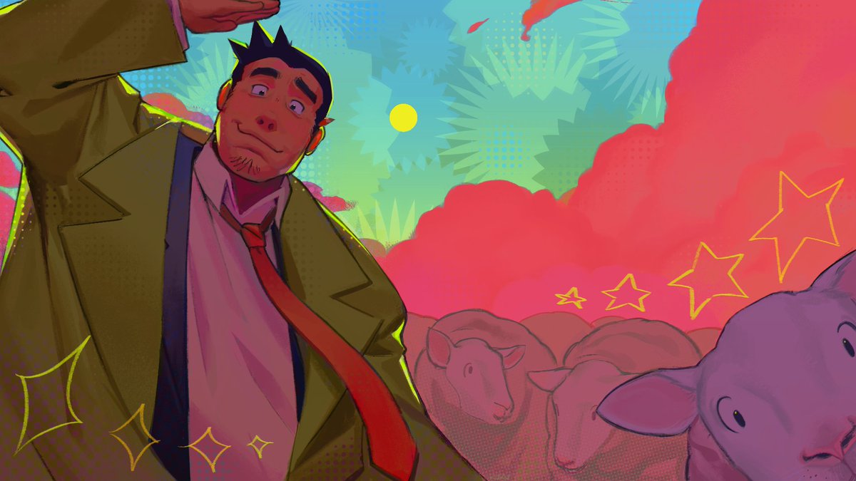 Kukuu031's tweet image. my last gumshoe art of the year ! a mashup of all the things i love 🐏🩷