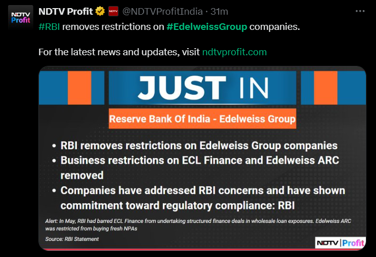 AbhiSiddTrades's tweet photo. And that is why, shut out the news, follow the price, price gave entry before the news. Simple trading funda. #EdelweissGroup #Edelweiss https://t.co/6OcXtgxEzl