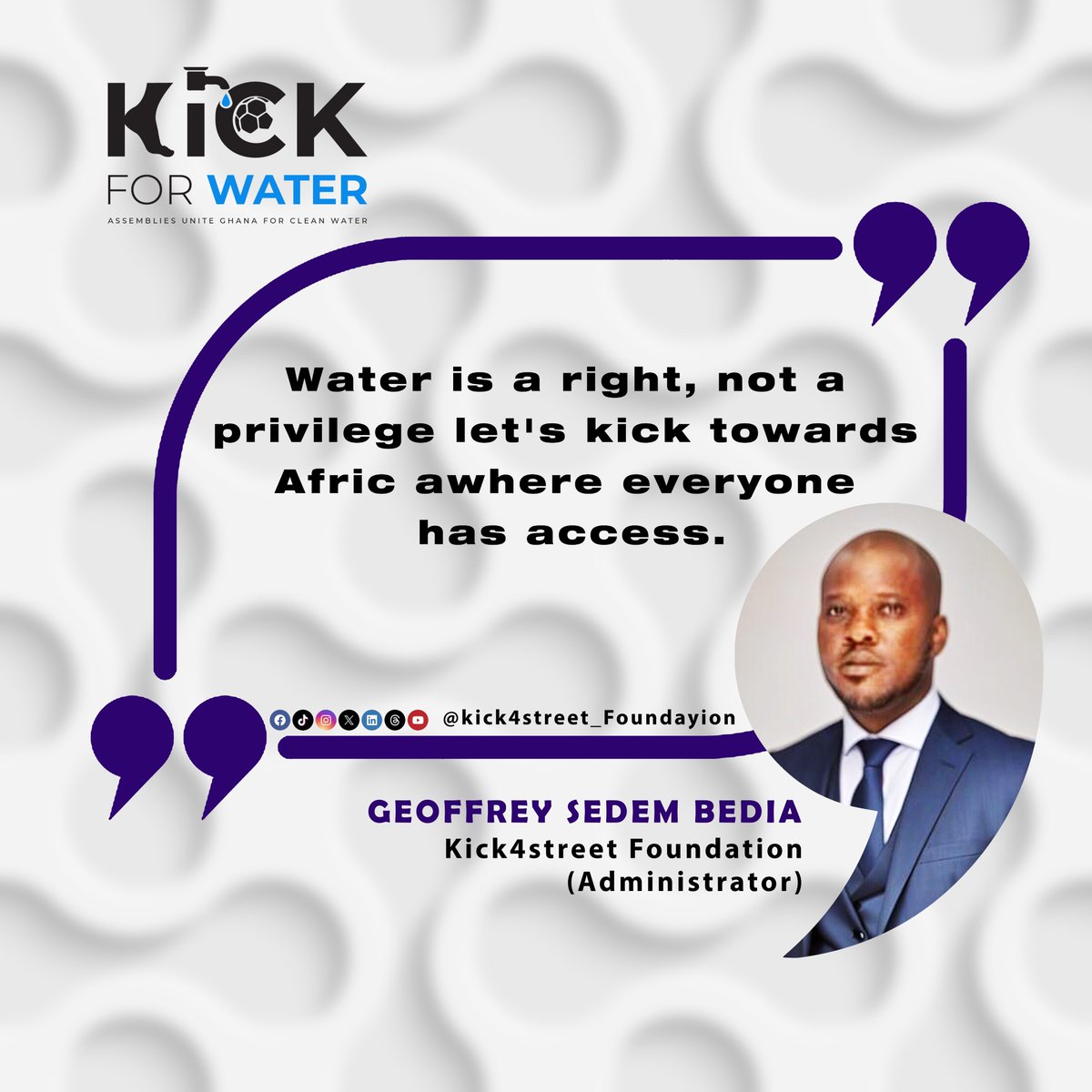 kick4street's tweet photo. 💧 Kick4Water Project 🌍

Did you know millions of people lack access to clean, safe water? At Kick for Street Foundation, we’re changing that one goal at a time! ⚽ Through the power of soccer, we’re uniting communities and providing clean water to those who need it most. https://t.co/wUayWSjWQN