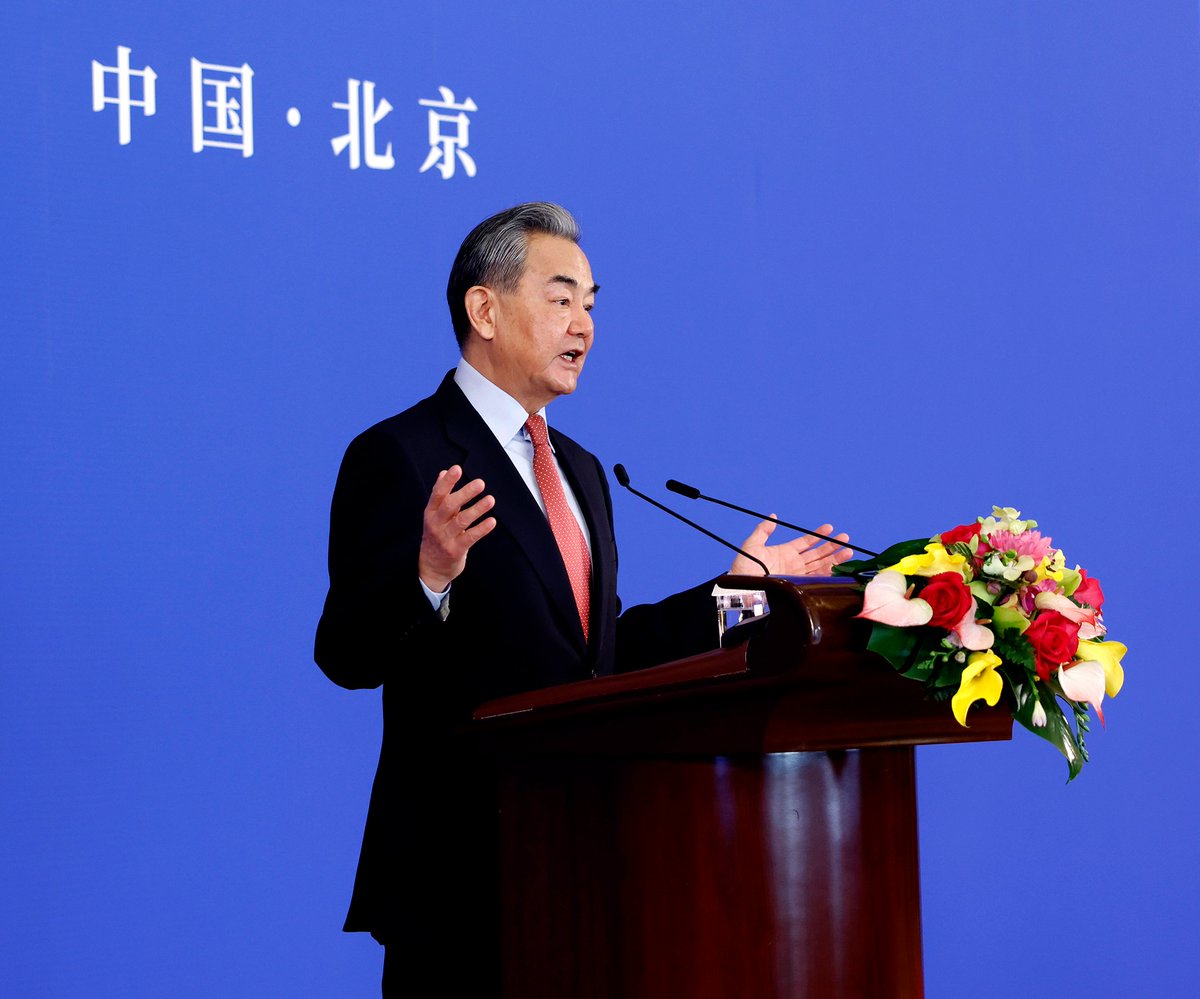 SpokespersonCHN's tweet photo. Over the past year, we have provided new opportunities for the world with Chinese modernization, which has promoted the development trend of modernization in countries around the world.

China has blazed a path of modernization suited to its national conditions. With our successful exploration, we have given other developing countries greater confidence in pursuing modernization. At the same time, we are willing to work with the international community to promote modernization in countries around the world that features peaceful development, mutually beneficial cooperation, and common prosperity.

We have made substantive progress in promoting high-quality Belt and Road cooperation in light of the urgent needs of participating countries. The China-Europe Railway Express has provided over 100,000 freight train services in total. The Port of Chancay is becoming the newest landmark of the new Asia-Latin America land-sea corridor. With 155 countries joining the big family of Belt and Road cooperation, this road to happiness is growing ever broader.

China’s supersized market has been offering benefits to the world at a faster pace, as it gave all LDCs having diplomatic relations with China zero-tariff treatment for 100 percent tariff lines and hosted the China International Import Expo for seven consecutive years. We are opening our market wider to the rest of the world. China has been introducing policies for easier travels to China, including unilateral visa waivers to 38 countries and visa-free transit for 54 countries. “China Travel” is gaining in global popularity.