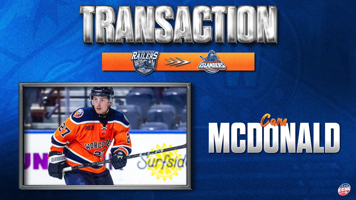 RailersHC's tweet photo. PLAYER TRANSACTIONS | ✍️

Forward Jack Randl and defenseman Cam McDonald have been recalled to the Bridgeport Islanders from Worcester.

Best of luck in Bridgeport, Jack and Cam! 

Read more: https://t.co/GCrUdJ7pze

#RailersHC https://t.co/4bhkFshVkr
