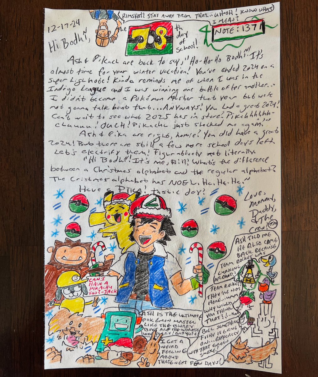 ZakShafferVO's tweet photo. Ash & Pickachu!
12-17-24, Day 78, Note: 1371
❤️❤️❤️
#notesforbodhi #inspiration #positivity #uplifting #encouragement #schoollunchnotes #elementaryschool #adventuretime #marceltheshell #mowillems #gizmo #bmo #billcipher #ernestpworrell #pokemon #ashketchum #pikachu https://t.co/t5gULGkNWV