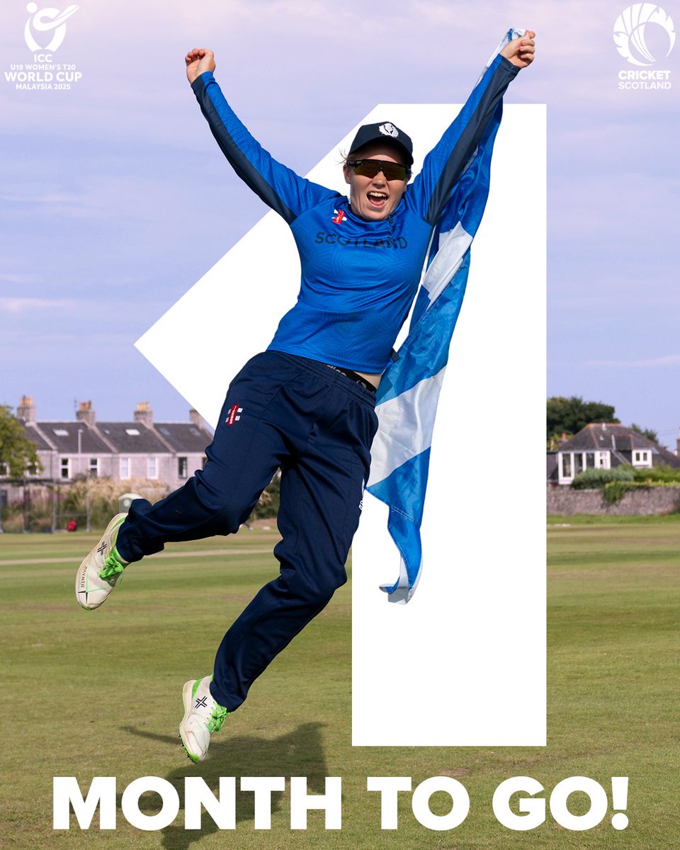 CricketScotland's tweet photo. One month to go until the #U19WorldCup 🤩⏳

#FollowScotland https://t.co/foD8l46LOe
