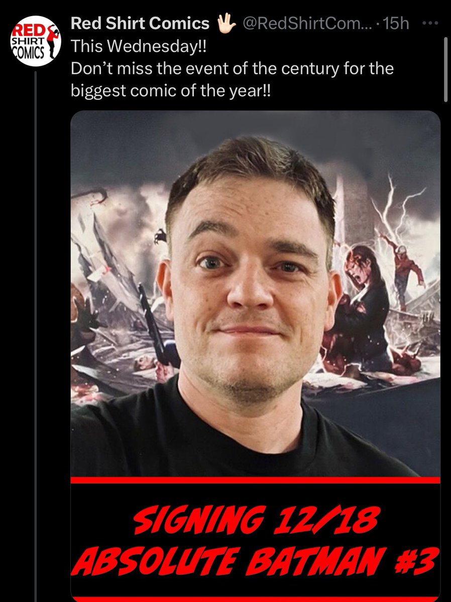 Scott Snyder (@ssnyder1835) on Twitter photo Tomorrow! Not one but 2 Xmas signings right near each other!
First, go see buddy@JamesTheFourth & <a href="/joshixson/">Joshua Hixson</a> at my lcs <a href="/4thWorldComics/">4th World Comics & Toys</a> at 5!
Then come see me at 7 at a great neighborhood shop <a href="/RedShirtComics/">Red Shirt Comics 🖖🏻</a>!
(Then at 9:30 is our free online class comic writing class btw) Tomorrow! Not one but 2 Xmas signings right near each other!
First, go see buddy@JamesTheFourth & <a href="/joshixson/">Joshua Hixson</a> at my lcs <a href="/4thWorldComics/">4th World Comics & Toys</a> at 5!
Then come see me at 7 at a great neighborhood shop <a href="/RedShirtComics/">Red Shirt Comics 🖖🏻</a>!
(Then at 9:30 is our free online class comic writing class btw)