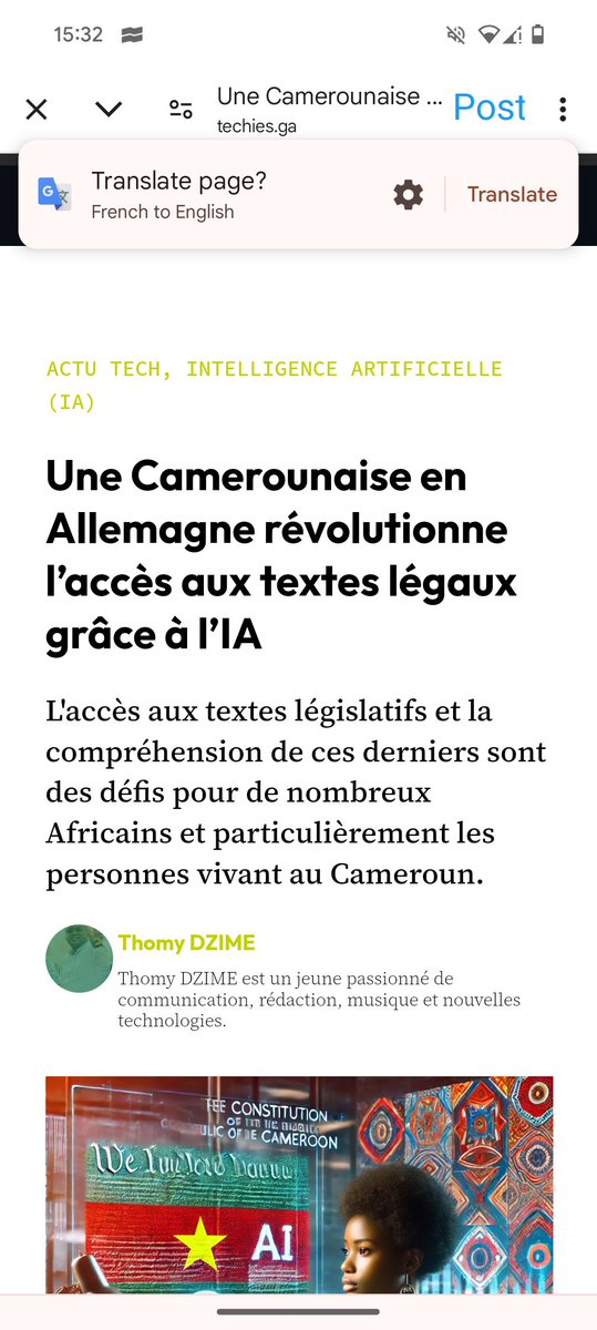 Mercii 🙏🏽🙏🏽🙏🏽
Cc <a href="/aristidemabatto/">Aristide Mabatto</a> 
techies.ga/une-camerounai…