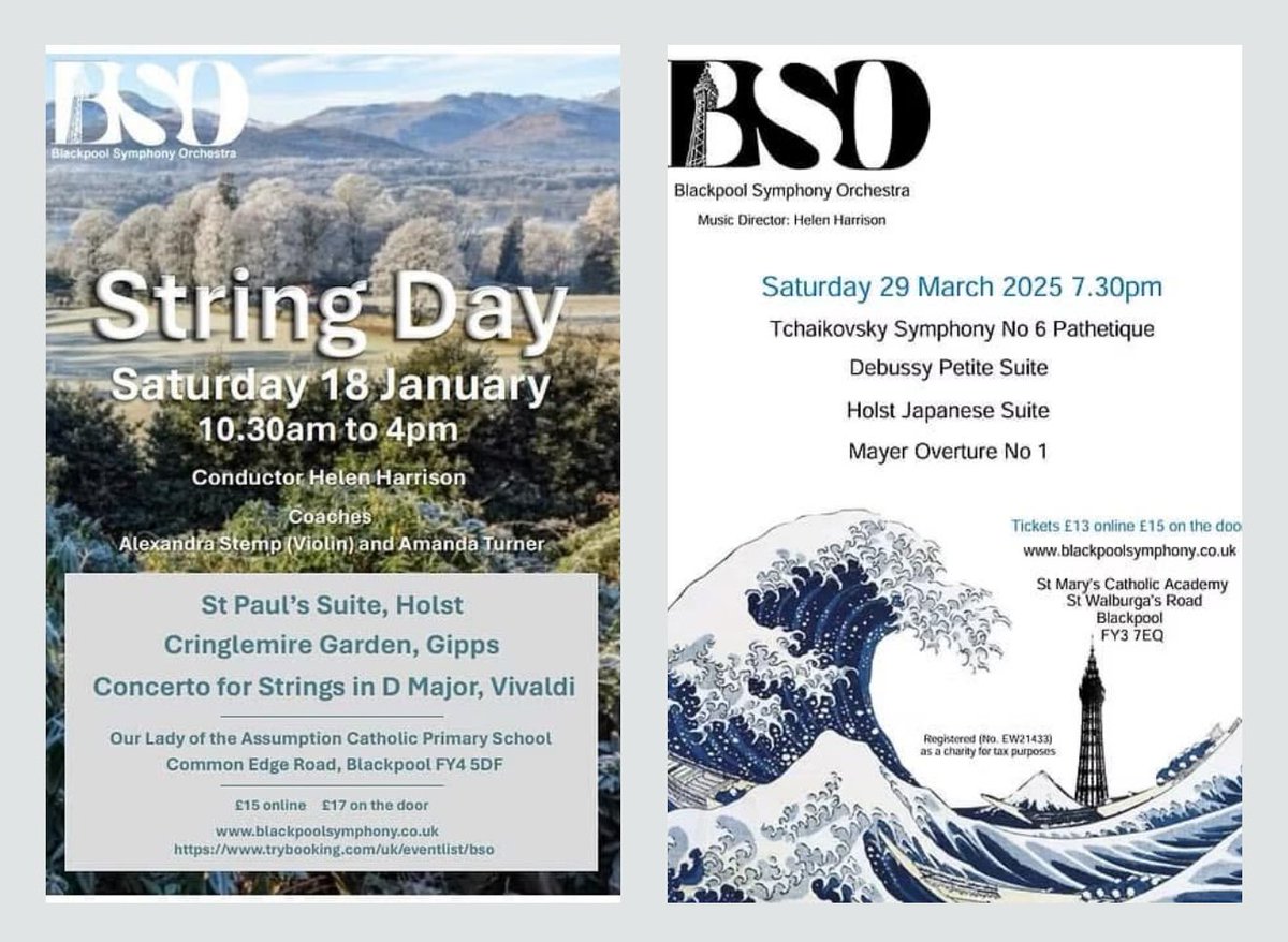 Give yourself something to look forward to after Christmas and New Year celebrations. 2025 season’s great music starts with a Come and play String Day 18 January 10.30 to 4pm coaches Alexandra Stemp &amp; Amanda Turner and our Spring Concert 29 March 7.30pm trybooking.com/uk/eventlist/b…