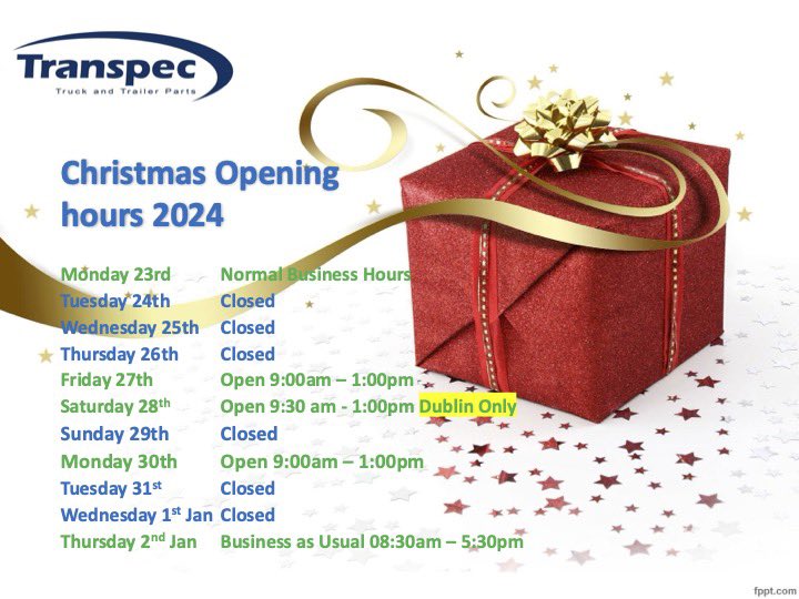 Here are our Christmas opening hours this year