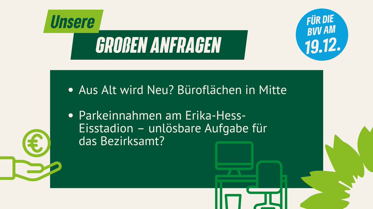 Am Donnerstag tagt wieder die Bezirksverordnetenversammlung in Mitte🧍‍♂️💬🧍. Folgende Große Anfragen werden wir dem Bezirksamt stellen ⬇️