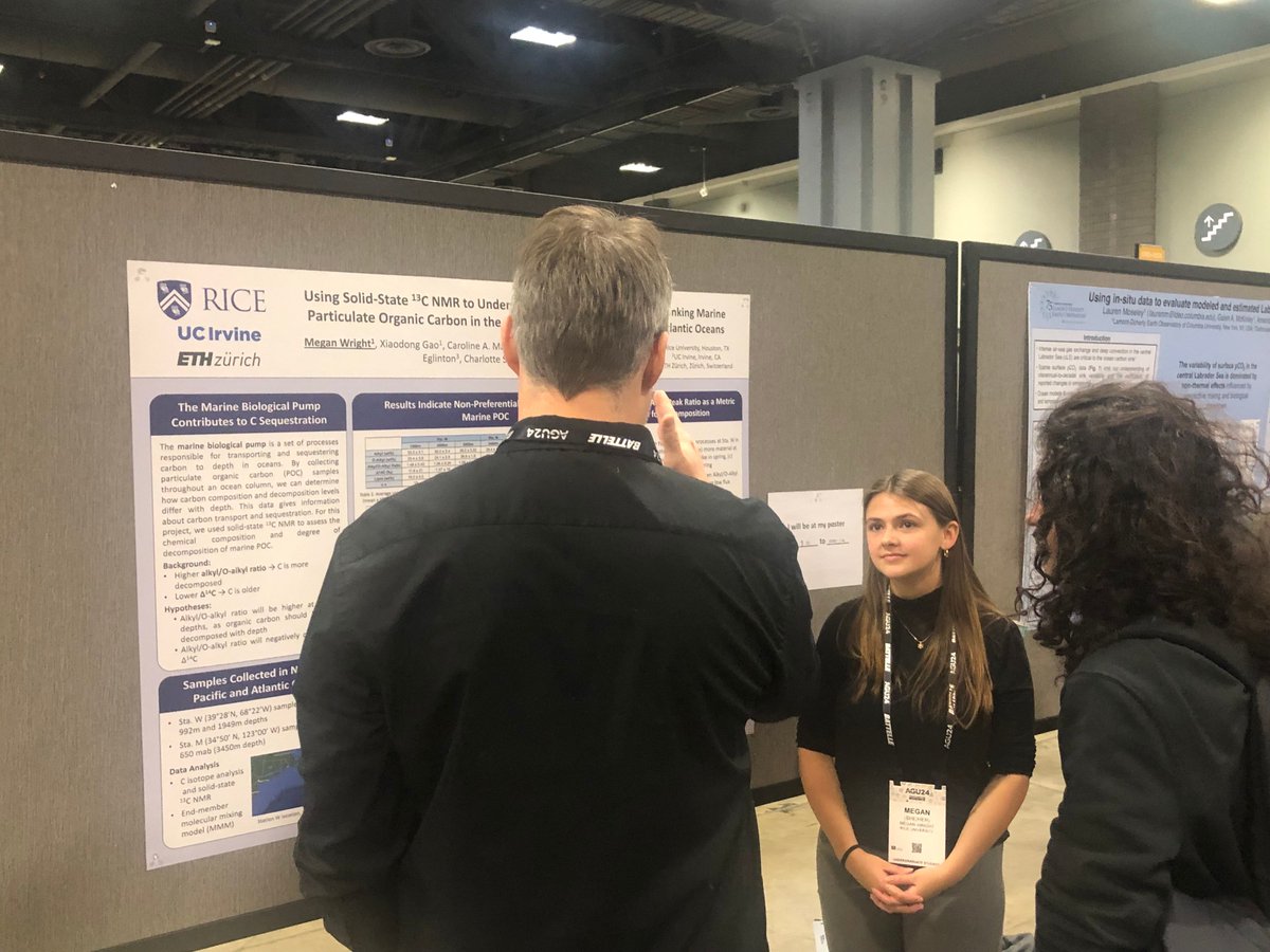 RiceEarthSci's tweet photo. Like many in the #EEPS community, Kathryn Phung and Megan Wright, were in D.C. last week presenting at #AGU24 . These Rice undergraduates are part of the EXPLORE program, which provides support for undergraduate students interested in Earth, Environmental, and Planetary Sciences. https://t.co/E2lmlLvmsZ