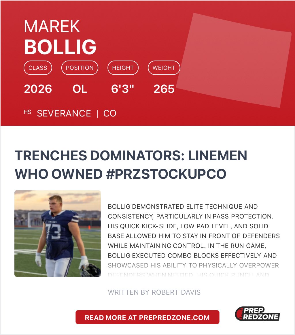 Marek Bollig (@marekbollig) on Twitter photo Thank you <a href="/RobertLDavisIV/">RobertLDavisIV</a> for the write up and thank you <a href="/PrepRedzoneCO/">Prep Redzone Colorado</a> for the invite. I appreciate it! Thank you <a href="/RobertLDavisIV/">RobertLDavisIV</a> for the write up and thank you <a href="/PrepRedzoneCO/">Prep Redzone Colorado</a> for the invite. I appreciate it!