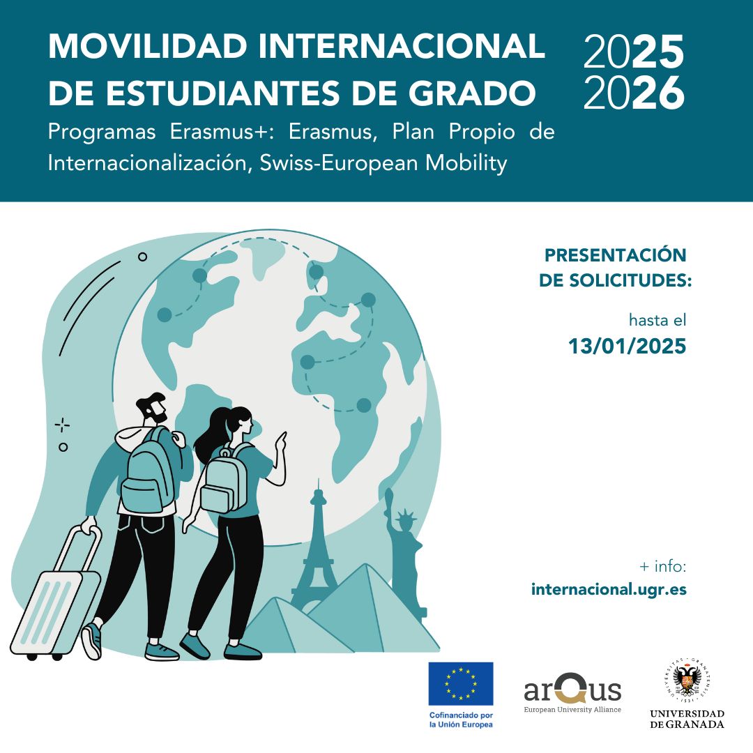 📢 Abierto el plazo de convocatoria de plazas de movilidad internacional para estudiantes de Grado para realizar una estancia durante el curso 25/26

🗓️ Hasta el 13 de enero

✅ El programa está abierto a más de 800 universidades

Más información⬇️
canal.ugr.es/noticia/convoc…