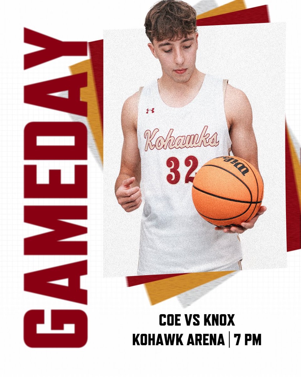 🏀<a href="/CoeCollegeHoops/">Coe College Men’s Basketball</a> Gameday❗️

🆚 Knox
⏰ 7 PM 
📍 Kohawk Arena 
📺 bit.ly/KohawkStreaming
📊 bit.ly/CoeMBB

#KohawkNation