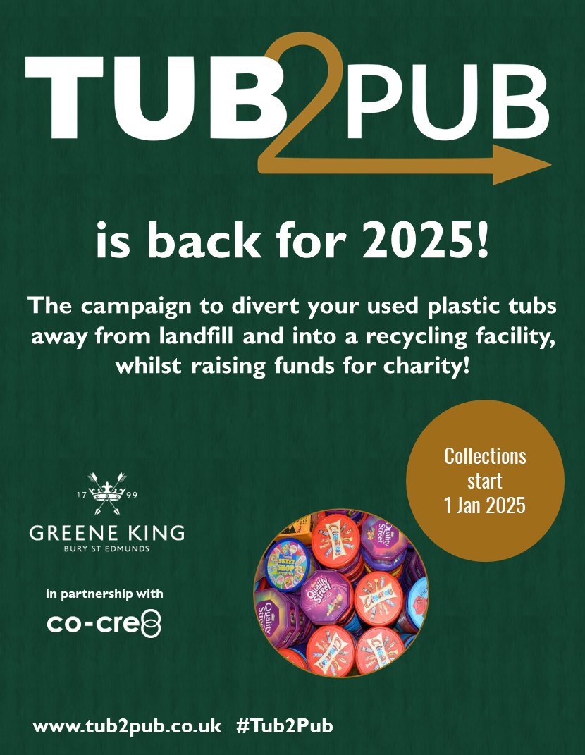 Our recycling campaign with <a href="/greeneking/">Greene King</a> , #Tub2Pub, is back for 2025!
