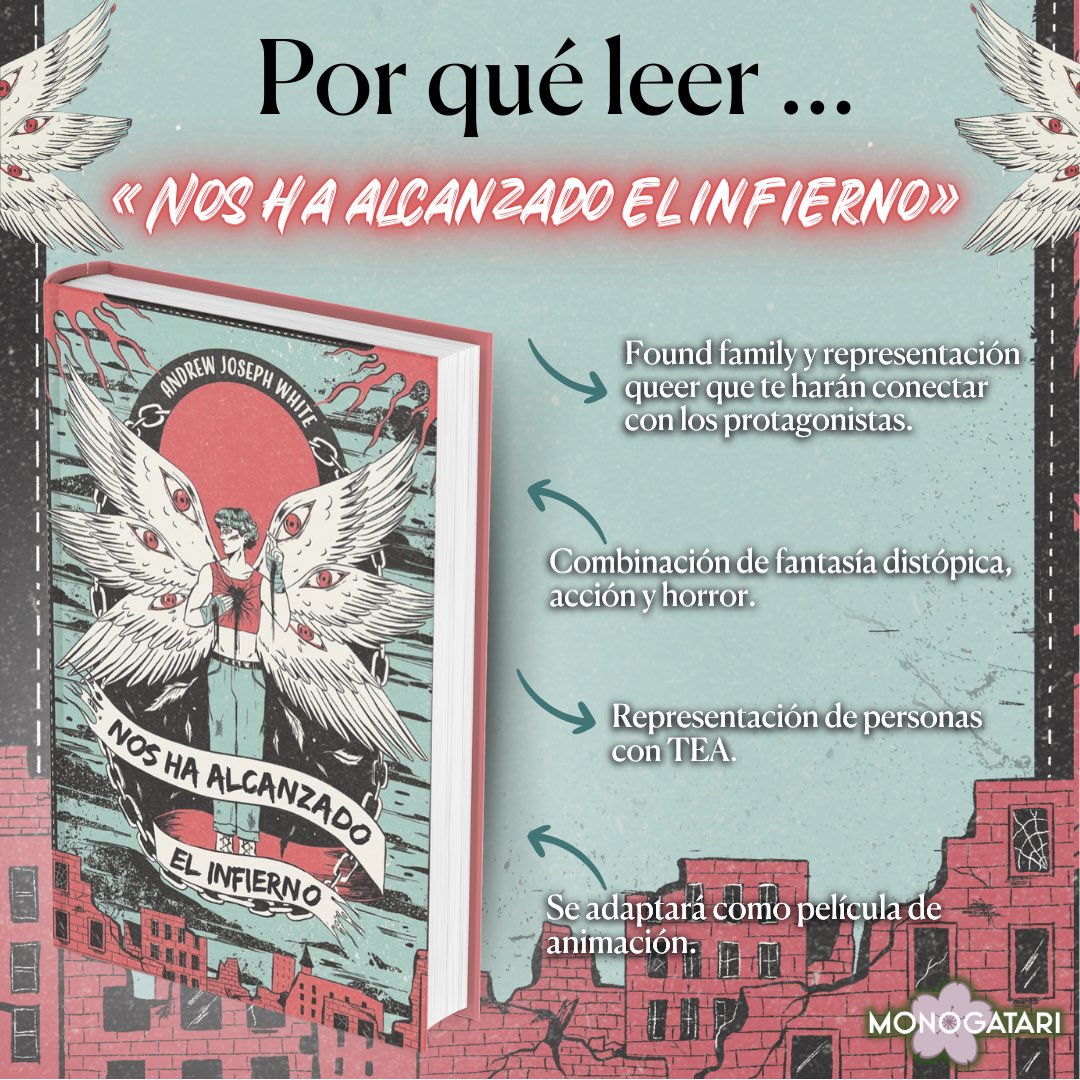 🪽🔥¿POR QUÉ LEER “NOS HA ALCANZADO EL INFIERNO”?
¡Sobran los motivos para leer esta distopía de horror psicológico! ¿Te animas? 🛒Puedes hacerte con el tuyo aquí: monogatari-novels.com/nos-ha-alcanza…