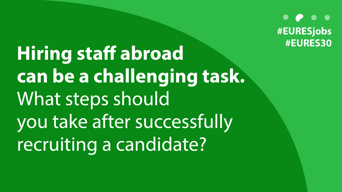 EURESJob's tweet image. Are you an #employer hiring talent abroad? 

The process has 3 key phases:
 ✅ Before hiring
 ✅ During the search
 ✅ After selection

You know the first two—now discover the third!

Learn more 👉  eures.europa.eu/employers/hint…

#EURES30 #EURESjobs