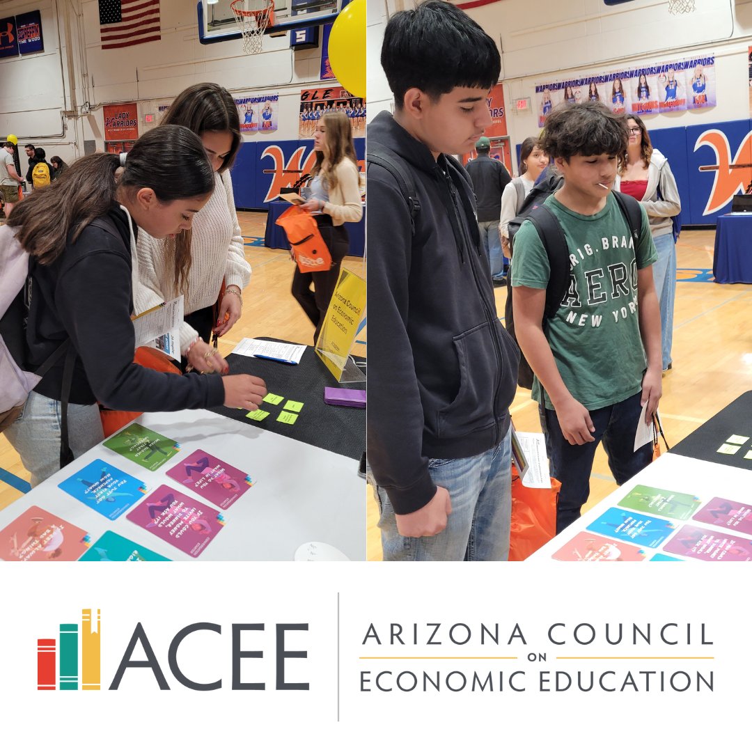 Dynamic Duo! Robin Palmer and Teresa Mungai represented ACEE at the Westwood High Career Fair, engaging students in discovering their future careers. An inspiring day connecting economic education to real-world opportunities! #CareerFair #ACEE #FutureReady