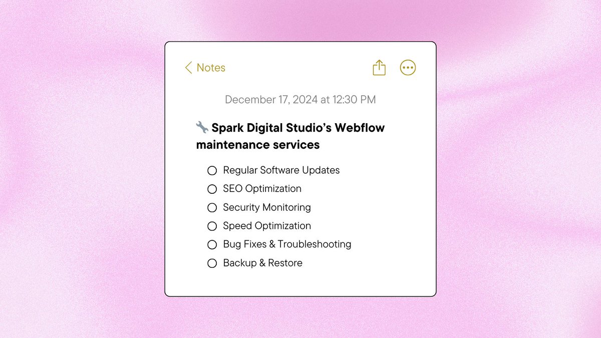 SparkDigitalWeb's tweet image. Keep your Webflow site secure and high-performing with Spark Digital Studio’s maintenance services, including SEO and updates. sparkdigitalstudio.com/services/webfl… #WebflowSupport #WebsiteMaintenance #SEO