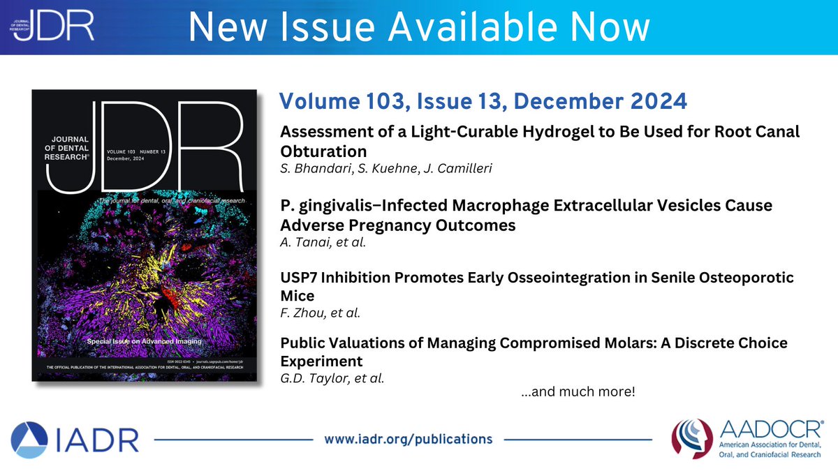 Journal of Dental Research (@jdentres) on Twitter photo The December issue of JDR is out now!
journals.sagepub.com/toc/JDR/current
#dentalresearch #oralhealth <a href="/NickJakubovics/">Nick Jakubovics</a> The December issue of JDR is out now!
journals.sagepub.com/toc/JDR/current
#dentalresearch #oralhealth <a href="/NickJakubovics/">Nick Jakubovics</a>