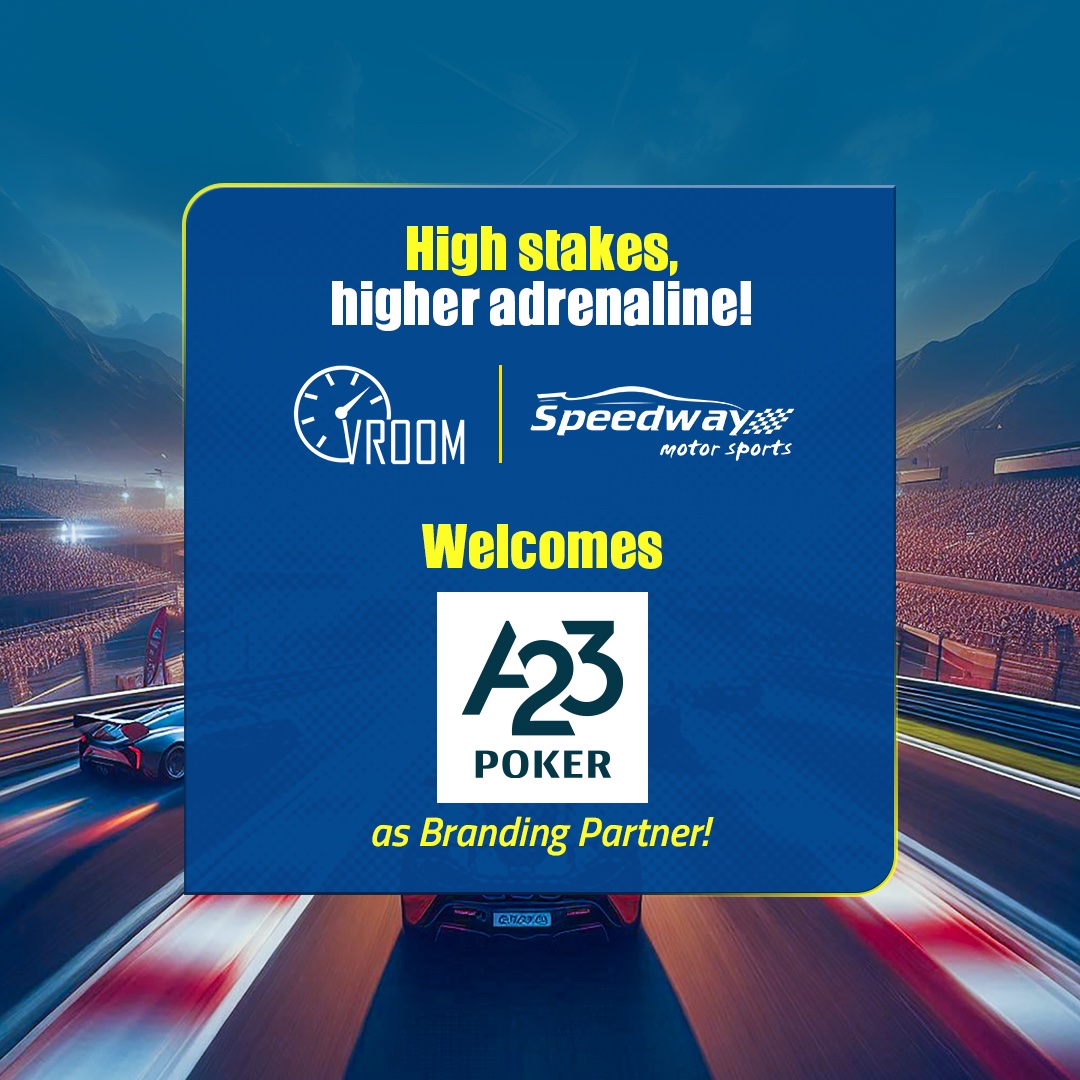 Vroom Motorsports and Speedway Motorsports is excited to welcome A23 POKER as the branding partner for Indian Oil StormX presents FMSCI Indian National Drag Racing Championship 4 wheeler and Vroom Drag Meet 11th Edition 2wheeler &amp; 4wheeler.

@A23Poker