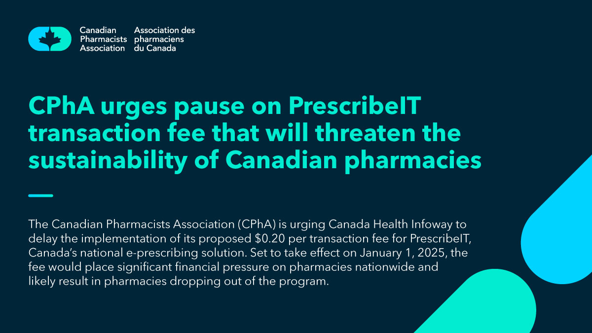 We're calling for a pause on the PrescribeIT transaction fee that is set to be imposed on #pharmacies across the country come January. This fee would place significant financial pressure on pharmacies nationwide and likely result in many dropping out of the program.   

Read our