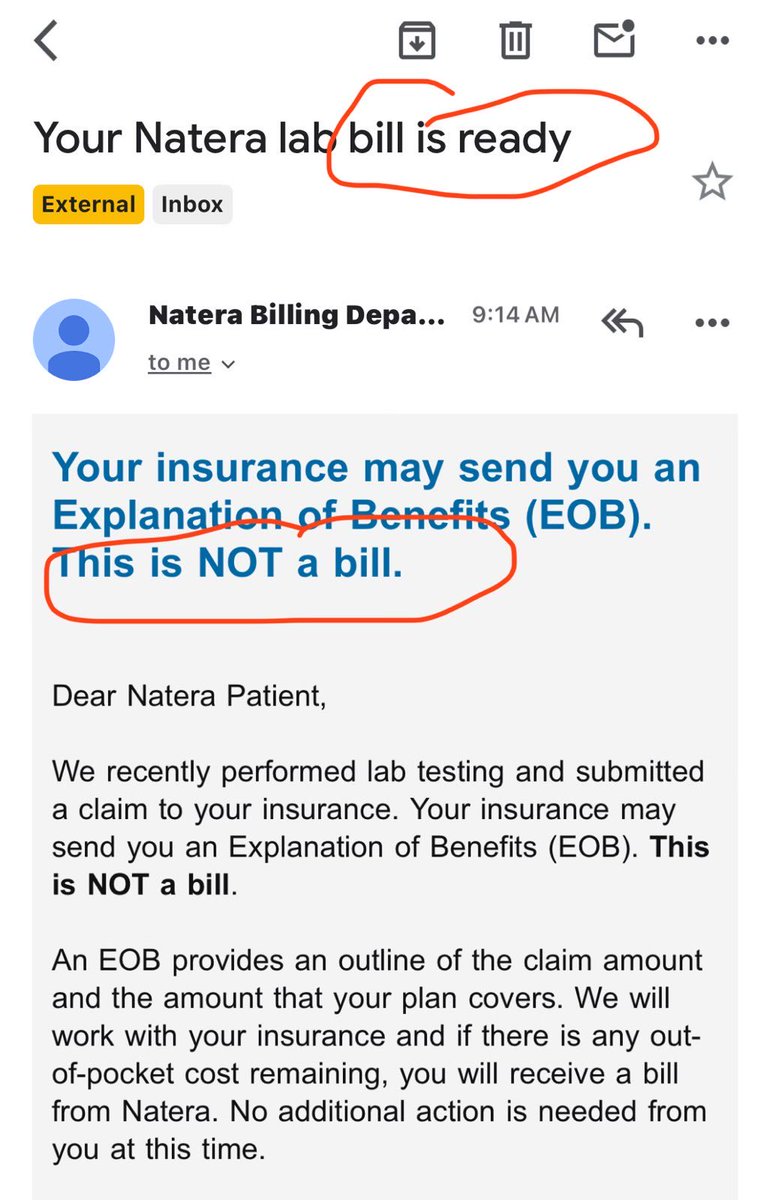 Your <a href="/NateraGenetics/">Natera</a> bill is ready, somewhere, but not here. And this email is not the bill or about the bill, even though the subject line is entirely about the bill.