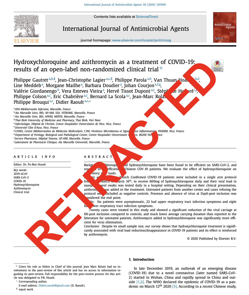 Han pasado 4 años y medio, pero por fin han retractado el famoso estudio que llevó a Didier Raoult al "estrellato" a principios de la pandemia de COVID-19. El artículo afirmaba que la hidroxicloroquina era útil contra la COVID-19, algo que era falso desde el principio.