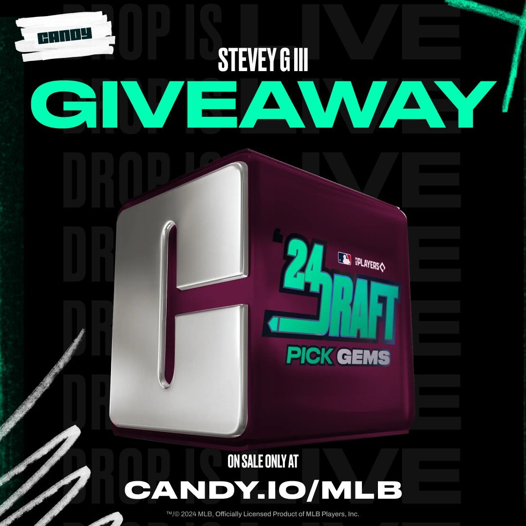 STEVEYGIII's tweet photo. 🚨 Giveaway Alert!🚨
Teaming up w/ @CandyDigital to giveaway a new Draft Pick Gem pack dropping today!    

To enter:
⚾️Follow @CandyDigital &amp; @STEVEYGIII
🔁Retweet this post 
👇Drop a comment for which Draft Pick from this drop will have the best @MLB career

Ends 12/19 at 1 pm https://t.co/wFhvEGAWDu