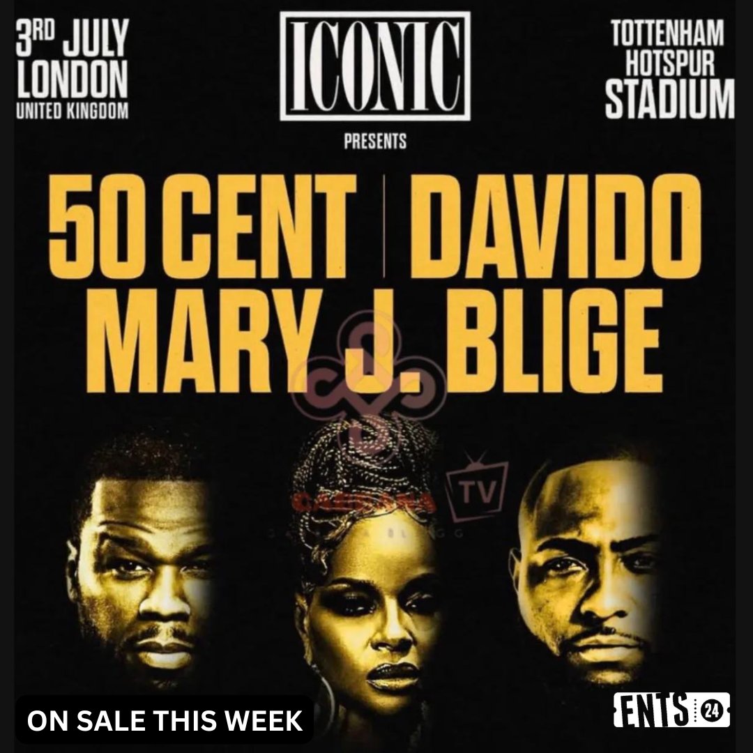 🚨 #50Cent, #Davido, &amp; #MaryJBlige are teaming up for a massive one night only show at London’s Tottenham Hotspur Stadium next Summer! 🎤🔥
🎟️ Tickets drop this Friday at 10am:
👉 ents24.com/uk/tour-dates/… 
#Londongigs #TottenhamHotspurStadium #rnbmusic #hiphop #ents24 #musicnews