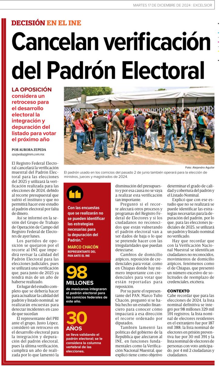 letroblesrosa's tweet photo. Esto es una tragedia.

No verificar el padrón electoral para la elección de juzgadores federales en 2025 nos regresa a las épocas en que el viejo PRI era el competidor, el organizador, el árbitro, el validador y el triunfador de los procesos electorales, con tanto arrastre que los muertos votaban y miles votaban más de una vez.