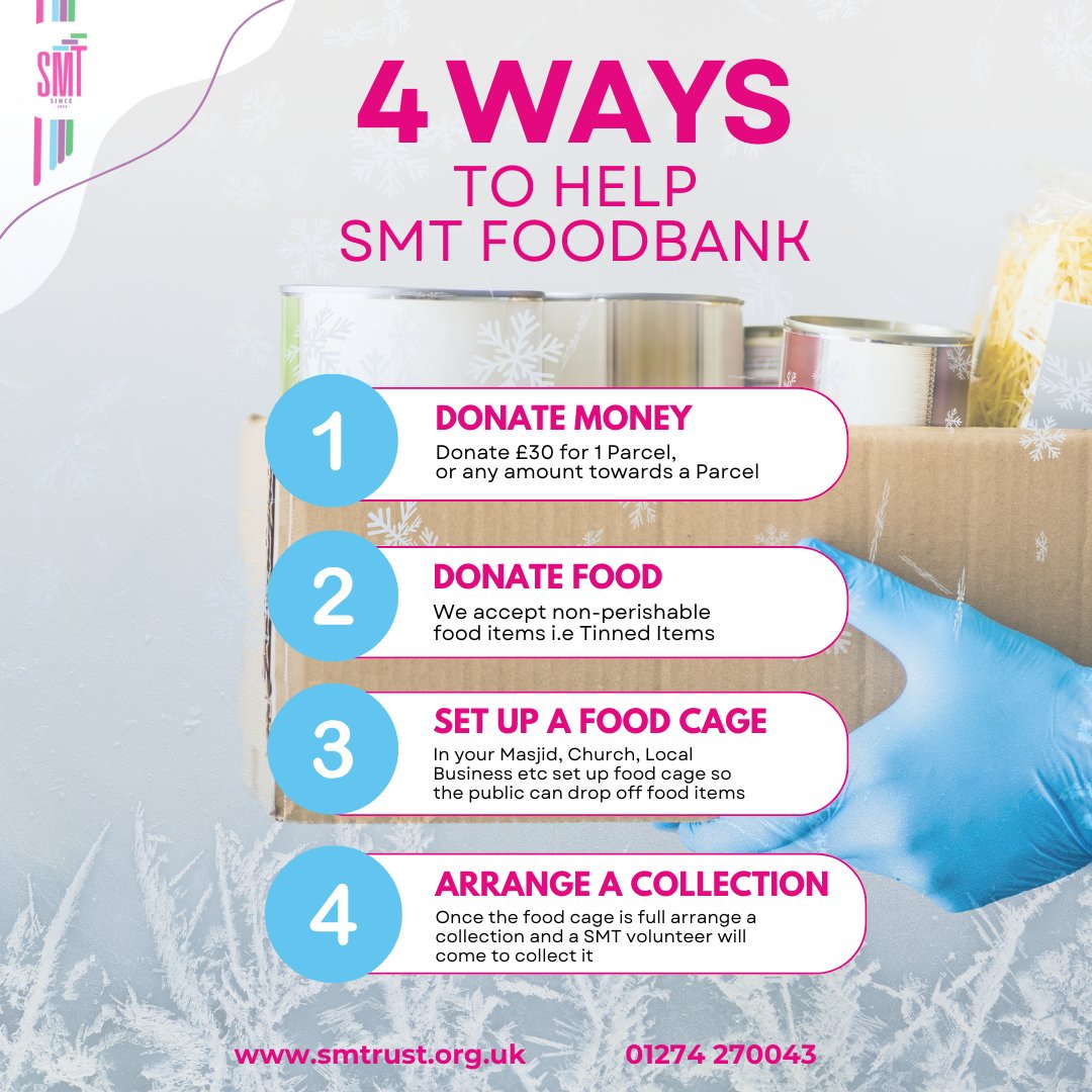 This winter continue to support SMT Foodbank in the 4 ways mentioned below! 

#foodbank #FoodCrisis #WINTER