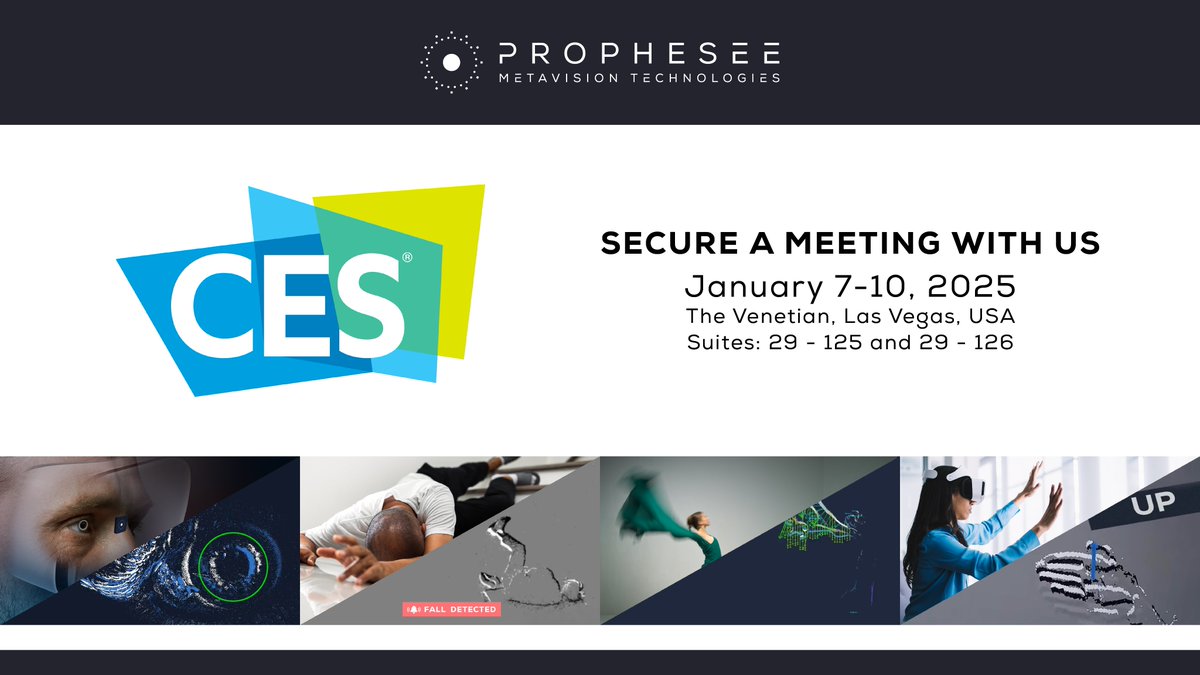 👀 #CES2025 is almost here! Discover the event-based future of Eye Tracking, IoT, AR/VR/XR, next-generation mobile features and more - make sure to secure a meeting with us.

#AR #VR #EdgeComputing #IoT #SmartDevices #eventbased #eventsensor #metavision #ebv #neuromorphic