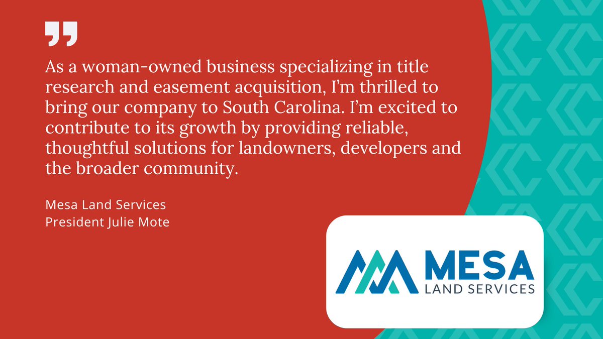 Congratulations to Mesa Land Services on establishing operations in Charleston County! The $1.3 million investment will create 24 new jobs. 

Read more: bit.ly/3VJsh0F

<a href="/SCcommerce/">SC Dept. of Commerce</a> 

#cced #economicdevelopment
