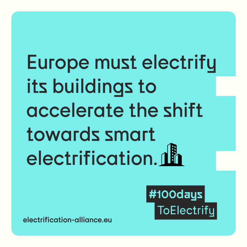 Elec_All's tweet photo. 🏢 To facilitate direct & #smartelectrification for end-users, Europe must electrify its buildings!
In its first 100 days, the 🆕 @EU_Commission must publish its Electrification Action Plan❗️
Join our #100daysToElectrify call ⚡️ 👇