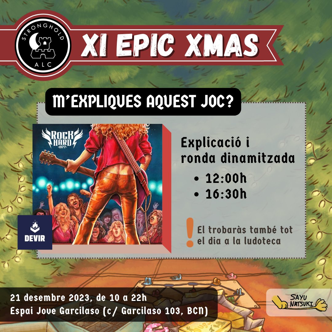 ALC_Stronghold's tweet photo. Al #XIEpicXmas estrenem espai! Demostracions de les #novetatseurogames i #jocsdurs d'editorials patrocinadores!

#StressBotics de @2TomatoesGms 11:30h i 18h
#HardRock de @DevirCat 12h i 16:30h https://t.co/b2IffN2bAc