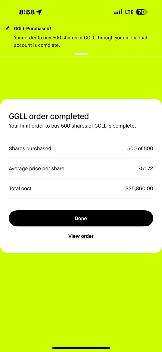 MagicInvestors's tweet photo. Bought 500 shares of Google 2x ETF $GGLL at $51.72. As much as I like Tesla, this stock/ETF isn’t as volatile as $TSLA. #GOOGL #GGLL #ETF #TechStocks #StockMarket #TheMagicInvestors https://t.co/rgj1gYjEq3