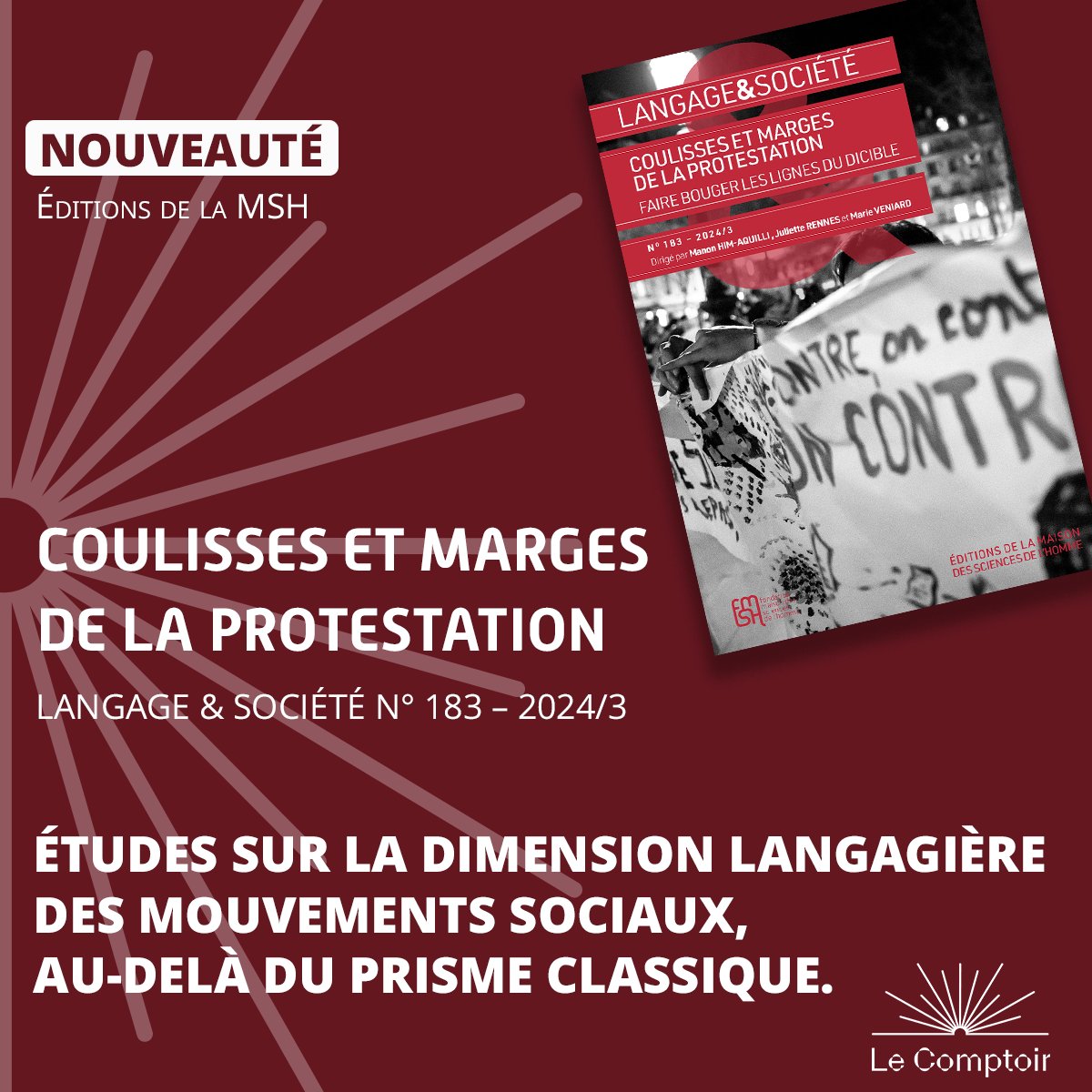 Le Comptoir des presses d'universités (@lcdpu) on Twitter photo Nouveau 📚
Langage & Société n° 183, <a href="/EditionsMSH/">Éditions de la MSH</a>
Les travaux sur la dimension langagière des mouvements sociaux privilégient des corpus de paroles publicisés. Ce dossier va au-delà : en amont et en périphérie du processus de publicisation.
👉Le numéro : lcdpu.fr/books/582BCD35… Nouveau 📚
Langage & Société n° 183, <a href="/EditionsMSH/">Éditions de la MSH</a>
Les travaux sur la dimension langagière des mouvements sociaux privilégient des corpus de paroles publicisés. Ce dossier va au-delà : en amont et en périphérie du processus de publicisation.
👉Le numéro : lcdpu.fr/books/582BCD35…