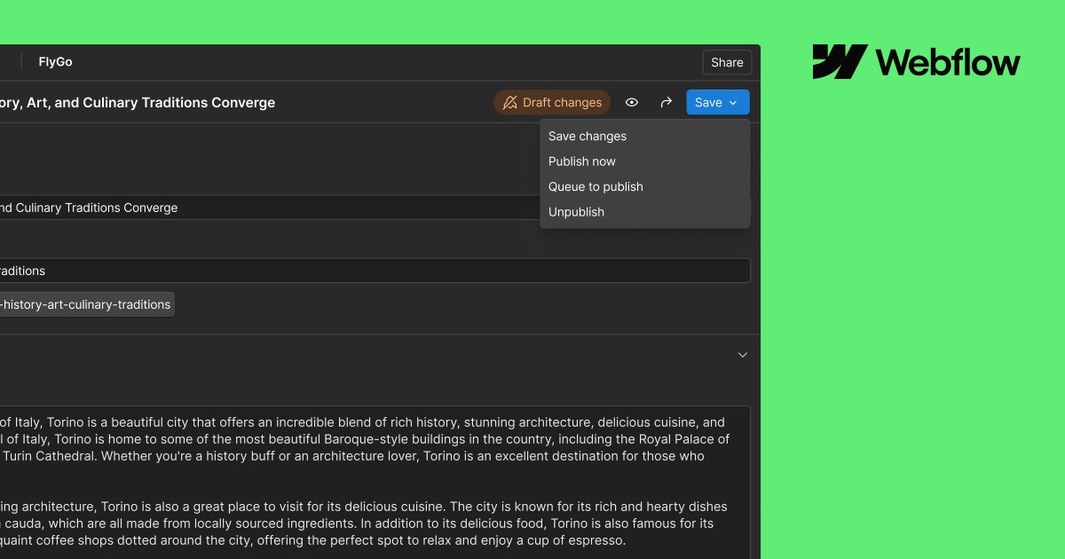 Another ship spotted:

🚢🚢 Improvements to CMS Drafting and Publishing Workflow are live🚢🚢

Now you can safely draft updates, share previews, and publish single items with ease. 

Learn more in the update:
webflow.com/updates/cms-dr…